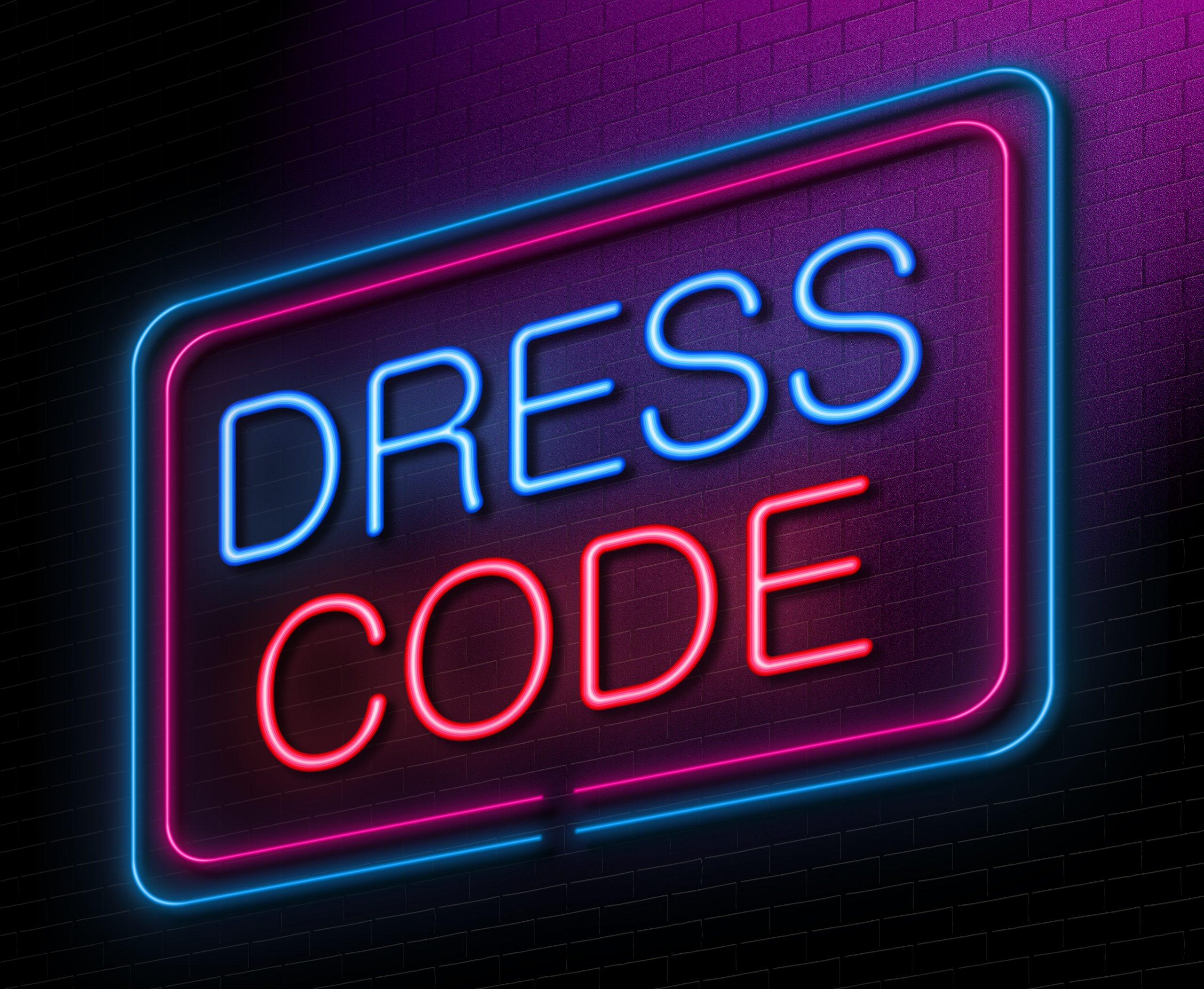 Illustration,Depicting,An,Illuminated,Neon,Sign,With,A,Dress,Code